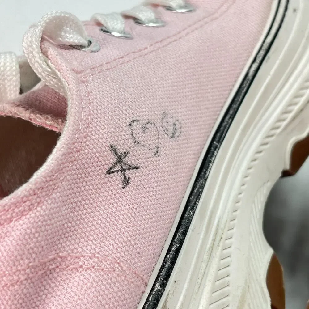 Pink White Lace Up Platform Athletic Shoes Chunky Sneakers Youth Girls Size 3